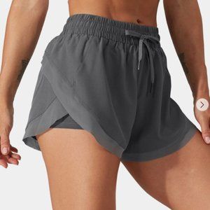 Drawstring Contrast Flowy Mesh 2-in-1 Shorts
